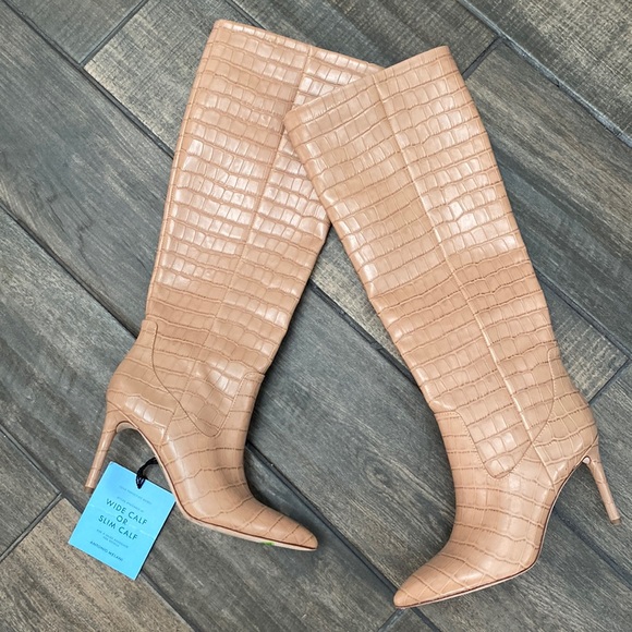 ANTONIO MELANI Shoes - Antonio Melani Tall Leather Croc Pattern Boots Size 6 WIDE CALF